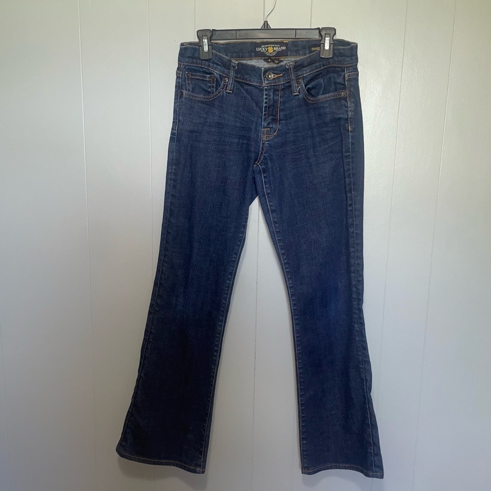 Lucky Brand Sweet N Low Embroidered Pockets Flare Jeans Size 27